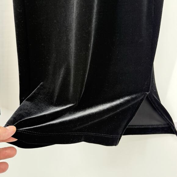 Chicos 3 Velvet Velour Pull on Wide leg Pants size XL Black 33" Inseam split cuf - Picture 6 of 8